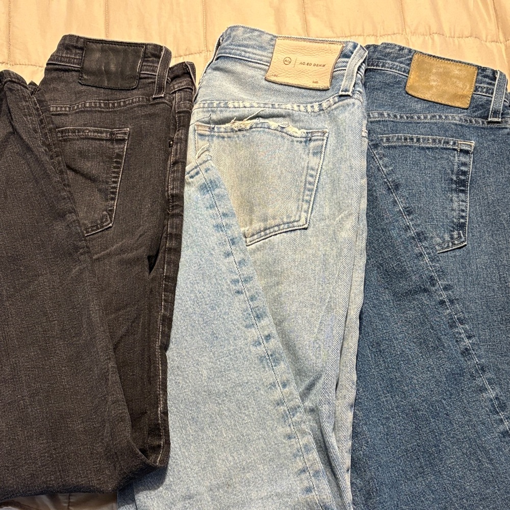 AG Adriano Goldschmied Men's Jeans - Black, Light Blue and Medium Blue bundle